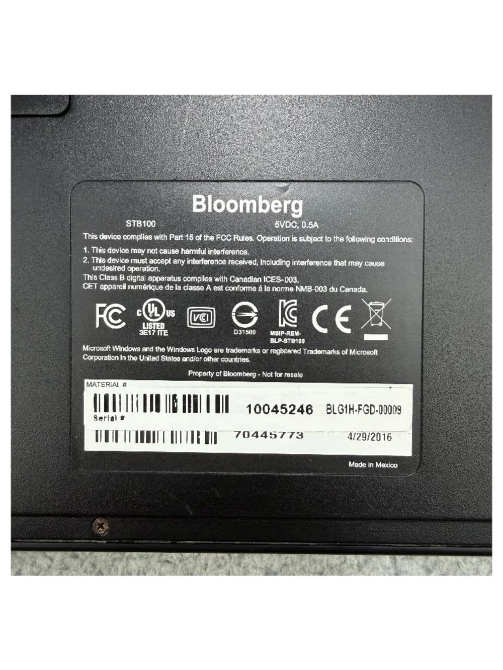 Bloomberg STB100 Keyboard Black Financial Trading Stock USB Wired Terminal